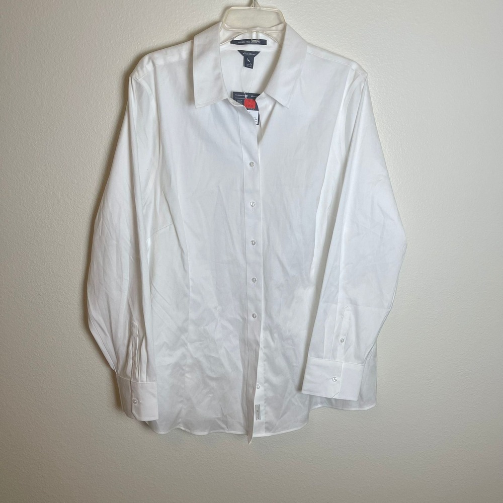 Eddie Bauer‎ Mens Wrinkle Free Long Sleeve Button Up Shirt White Size 2X